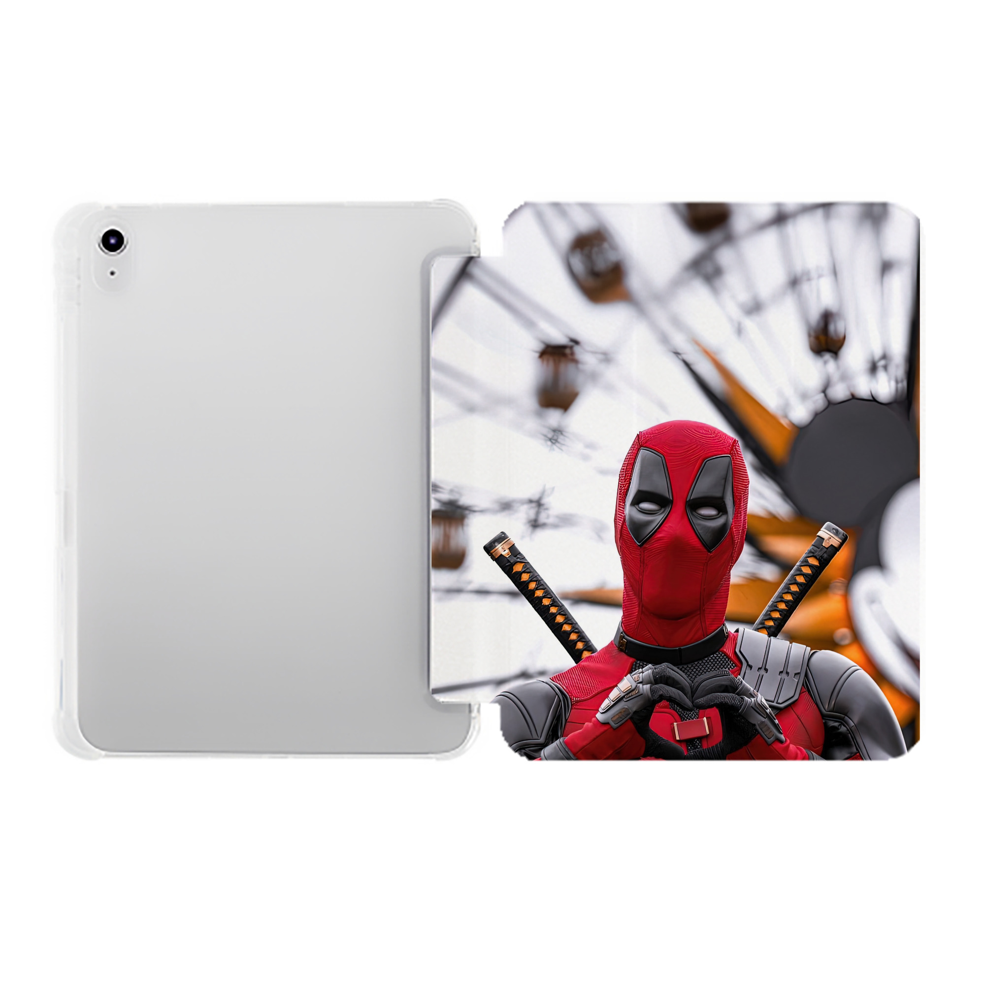 （画像用） Deadpool デッドプール IPad ケース ペン収納付き 三つ折りスタンド PUレザー×シリコン 対応機種9.5/10.5/10.9インチ